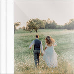Frothy White leatherette wedding album, full acrylic photo cover, 12x12