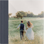 Stone Grey leatherette wedding album, full acrylic photo cover, 12x12