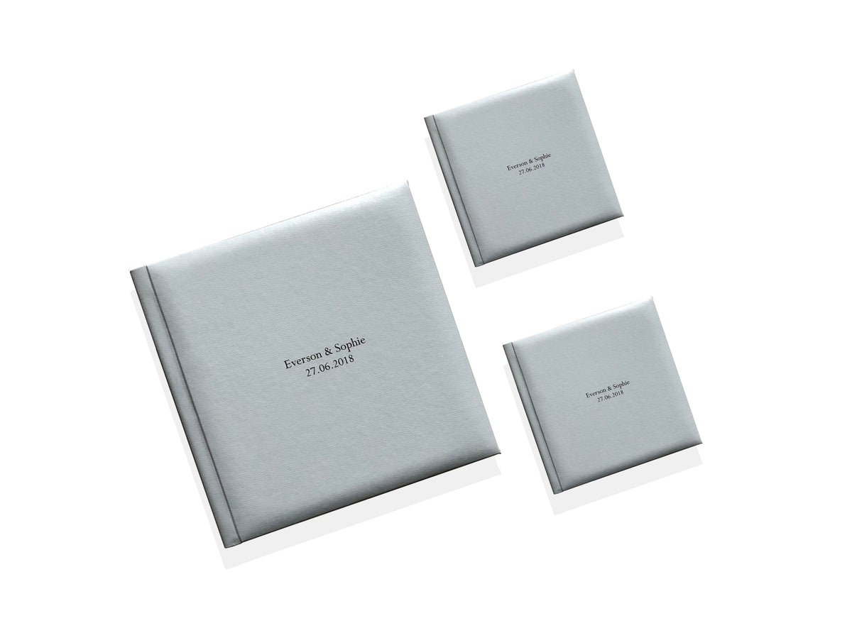 12x12 wedding album with two matching smaller parent albums